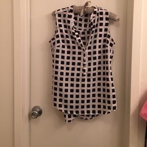 Black and white sleeveless top