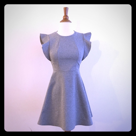 BCBG heather grey ruffle sleeve dress Sz 2