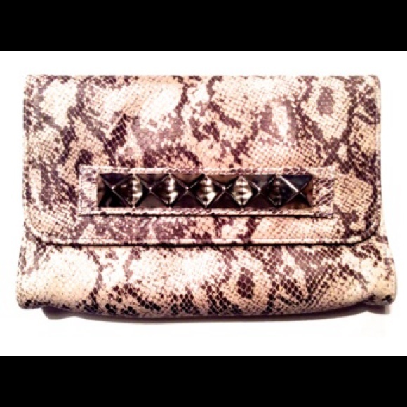 Large leather clutch w/silver studs