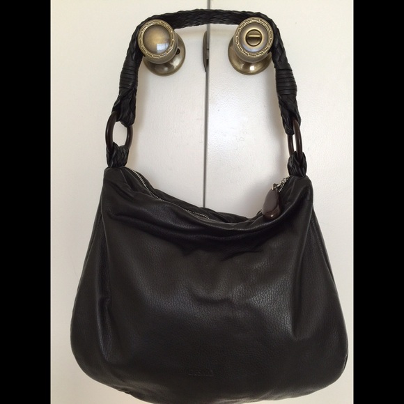 Desmo black leather hobo purse
