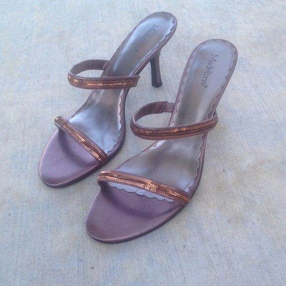 Rose gold strapless sandals