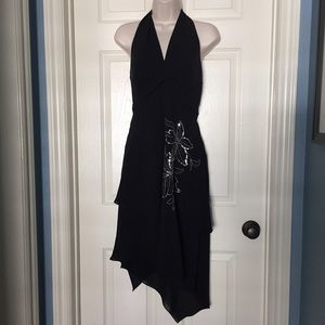 Black Asymmetrical Halter Dress