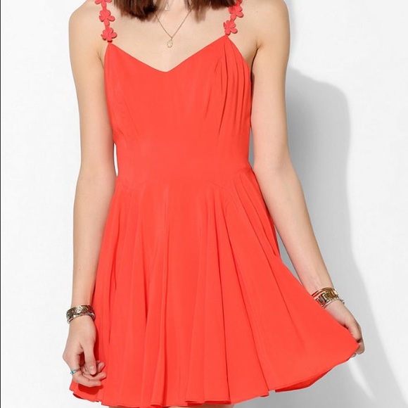 Coral fit and flare dress