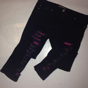 Black and Pink Skinny Jeans