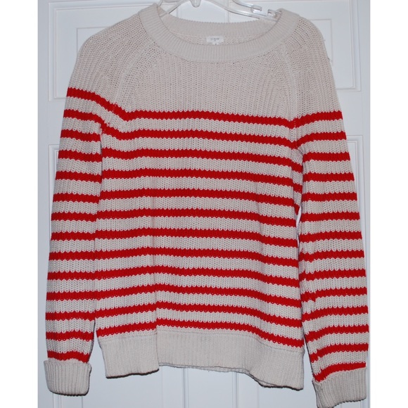J Crew Knit Red And Beige Striped 