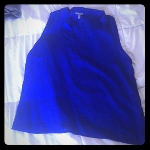 Blue sleeveless blouse