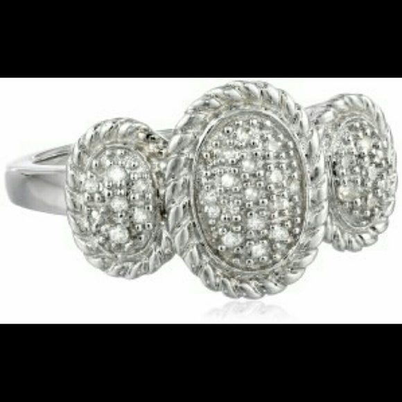 Sterling Silver Diamond three dome cocktail ring