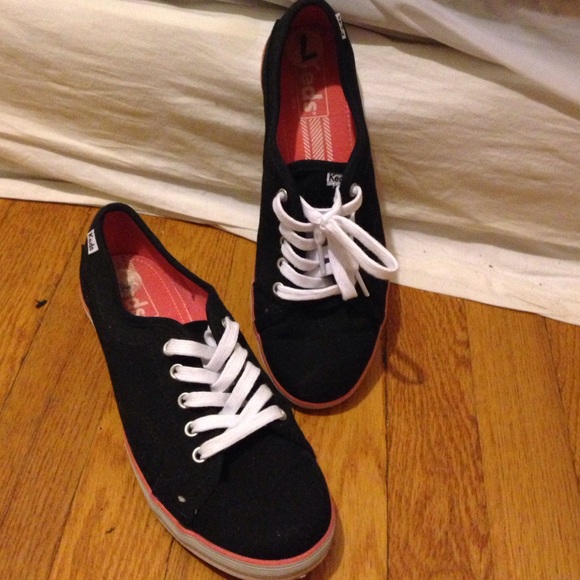 Black keds with pink rubber stripe