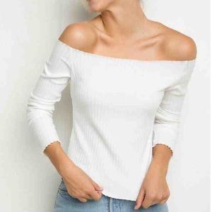 Brandy Melville off-the-shoulder long sleeve top