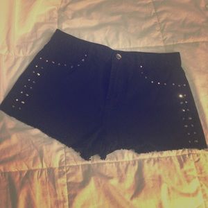 Black studded high waisted shorts