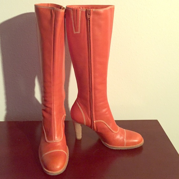 Coclico Orange Leather Knee-high Boots