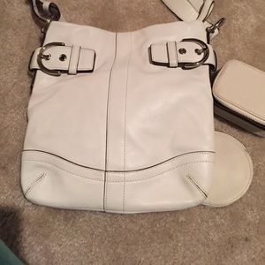 BONE COLOR COACH BAG with accessories