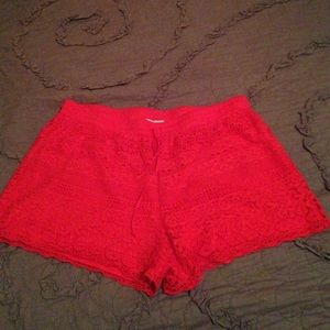 Francesca's  large red crochet shorts