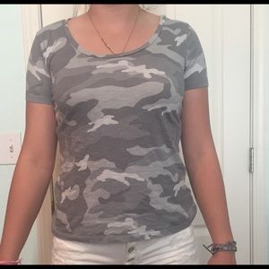 camo scoop neck