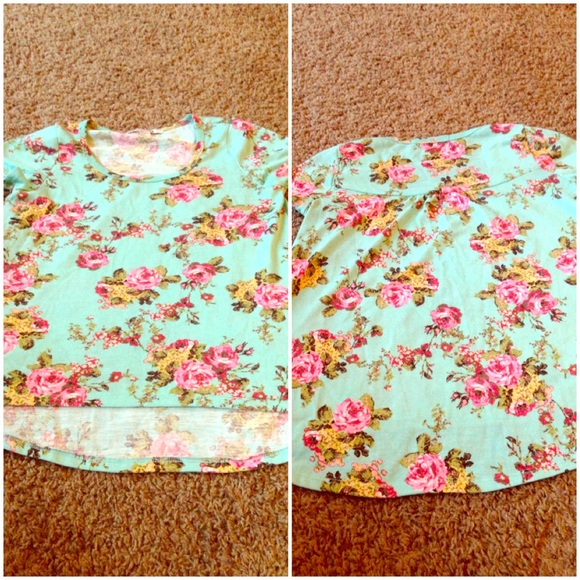 Forever 21 Teal Floral Tee