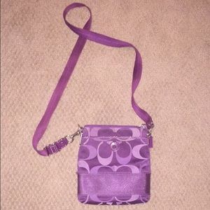 Purple cross body coach purse