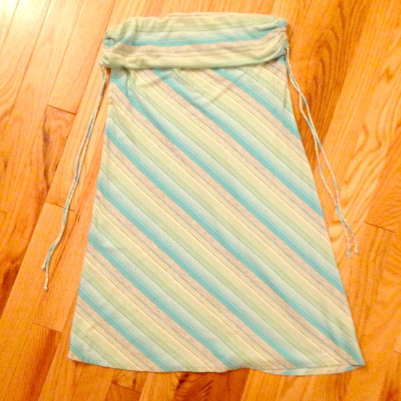 Theory striped strapless cotton dress