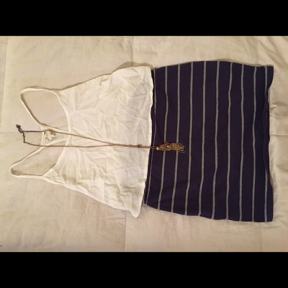 navy&white tri-striped skirt