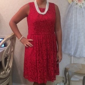 Candy apple red lace Ellen Tracy dress