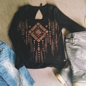 Full Tilt tribal print, keyhole back top