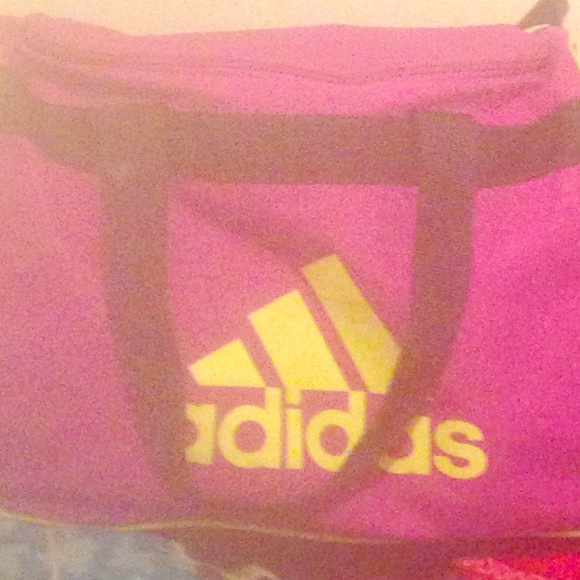 Purple and neon Adidas duffle bag😍