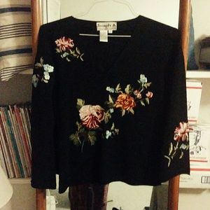 Joseph A. Floral Embroidered/Stitched Top
