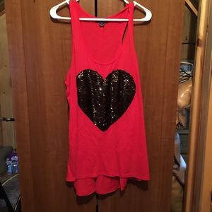Sequin Heart Razorback Tank Top 🎀