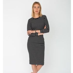 Black and white stripe mid length skirt