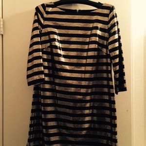 Black and gold strip sequence dress