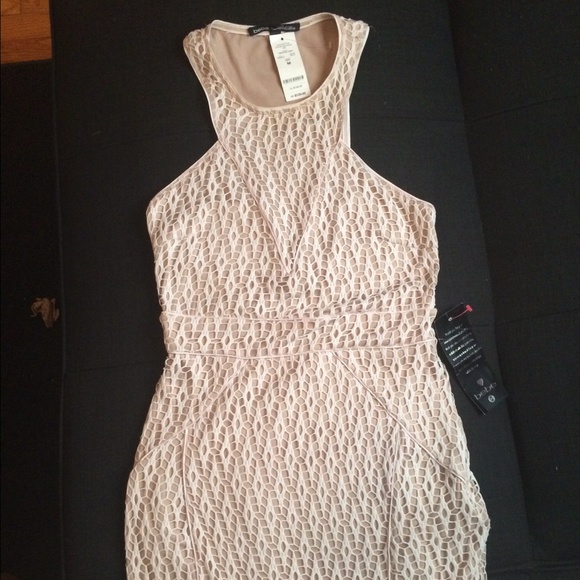 Bebe Nude Dress with White Netting. NWT - Picture 1 of 3