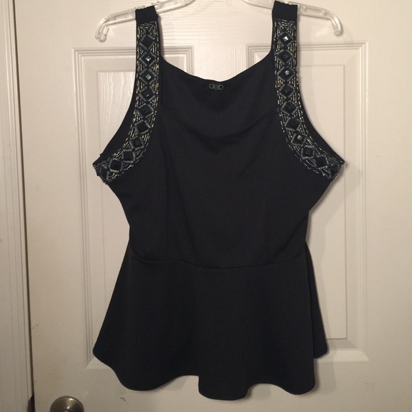 Black embellished tank peplum top