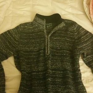 Cozy sweater, blue, grey and white