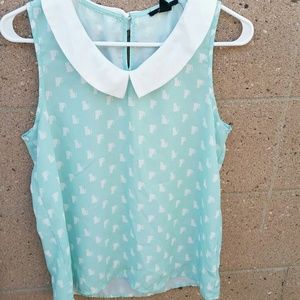 Forever21 mint peterpan collar top