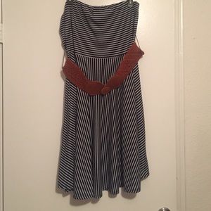 Navy blue and white striped dress