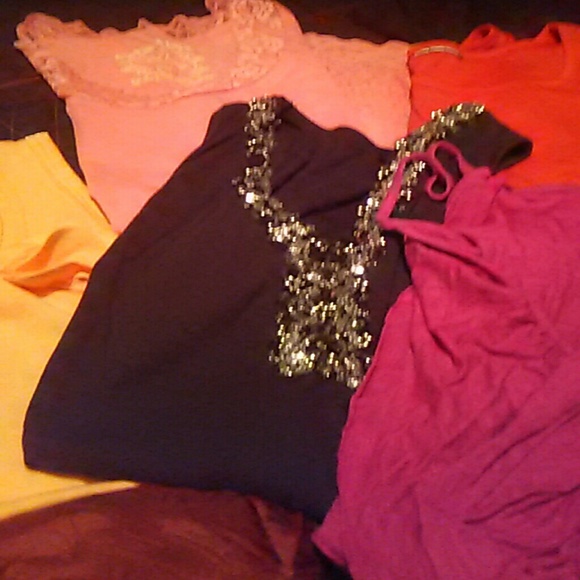 Five tank tops large/medium different styles & col