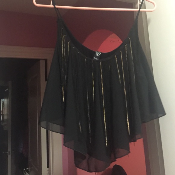 Windsor Black with Gold Chain Crop Top