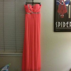Neon coral prom dress!!!