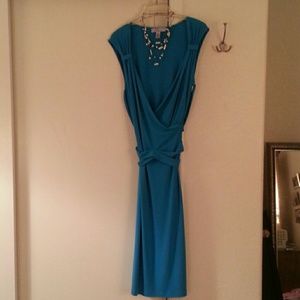 Torqoise Blue Wrap Dress Sz L Nine & Co
