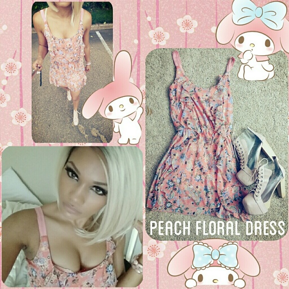 Blues S La Dresses & Skirts - New Peach Floral Sleeveless Dress Small Med Large