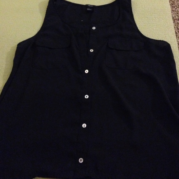 Simple black chiffon tank top