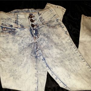 High Waisted Acid Wash Skinny Jeans