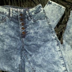 High Waisted Acid Wash Skinny Jeans