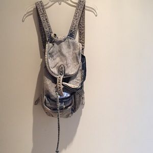 Acid washed custom jean backpack