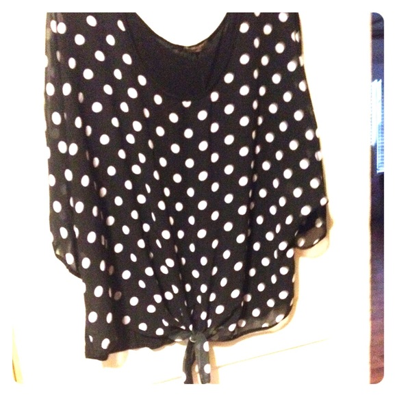 Polka dot tie front shirt