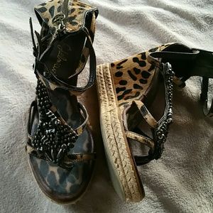 Fury leopard wedge sandal