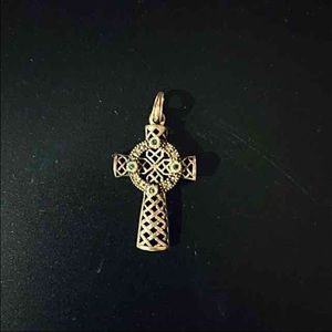 Silver with Emerald Green stones Celtic Cross