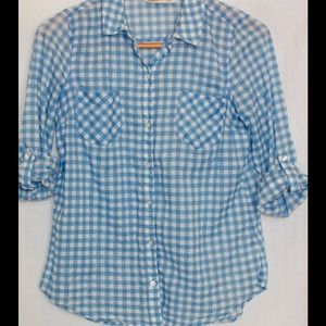 Light weight gingham print button down