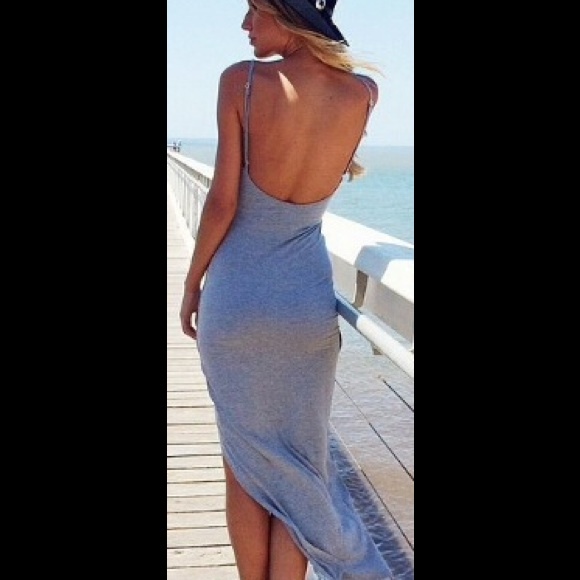 NEW SEXY GRAY ASYMMETRICAL SUMMER DRESS - Picture 2 of 4