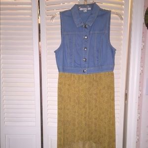 Forever 21 blue jean and yellow print dress