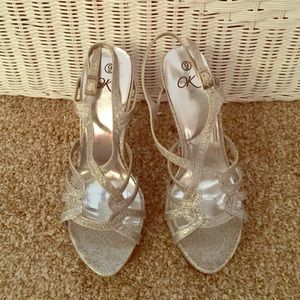 Silver sparkly heels